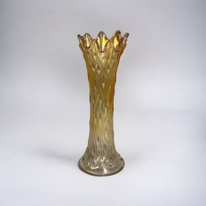 Vtg Northwood Marigold Carnival Glass Tree Trunk Vase 9.5"  Flowers Home Decor